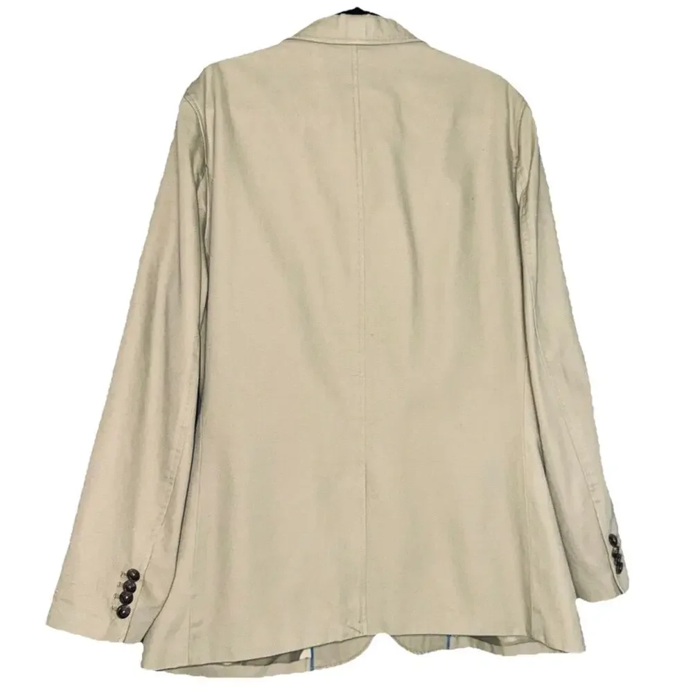 Eddie Bauer‎ Sport Coat Blazer Jacket Mens Large Khaki Three-Button 100% Cotton